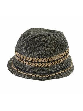 NWT Collection XIIX 18 Black Natural Tweeded Tribal Fedora Hat OS One Size